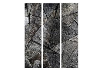 Biombo Baldosas de pavimento (gris) (3 piezas) - triángulos grises