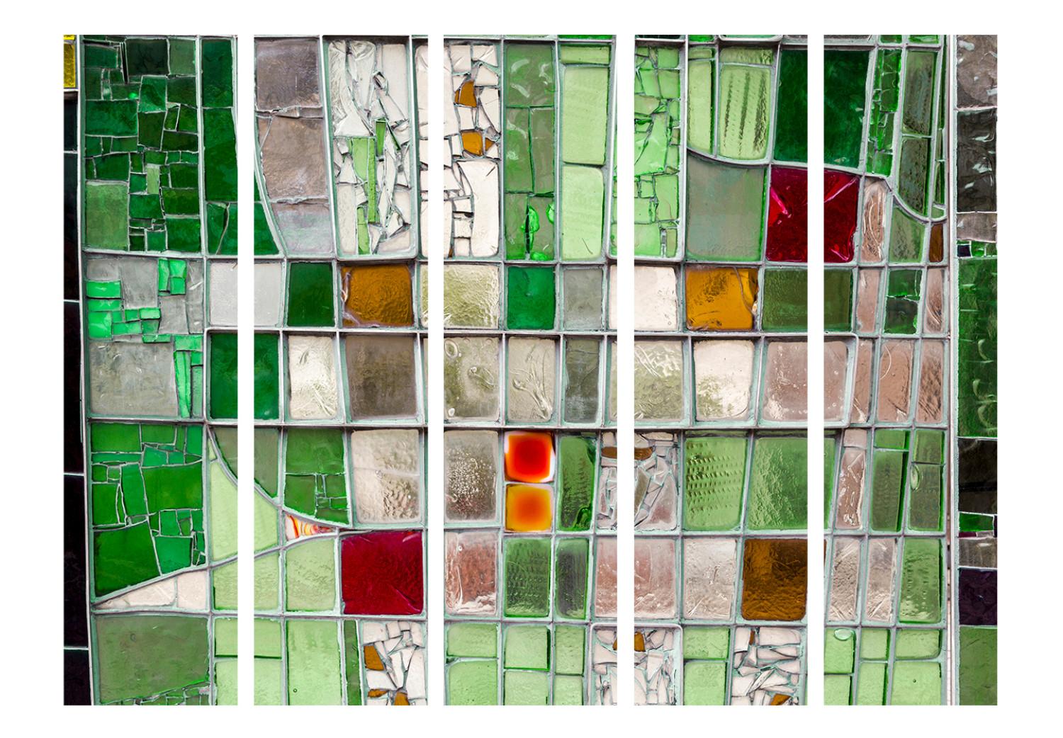 Biombo Vidriera Esmeralda II (5 partes) - mosaico de colores sobre vidrio