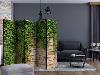 Biombo original Ivy Wall II (5 partes) - ladrillos beige y plantas verdes