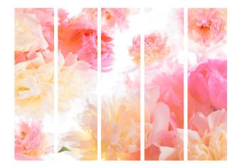 Biombo barato Peonías pastel II (5 partes) - composición con un ramo de flores