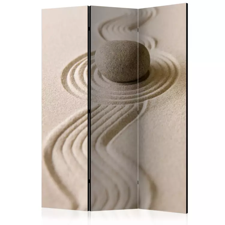 Zen: Balance (3 partes) - composición cálida con piedra sobre arena