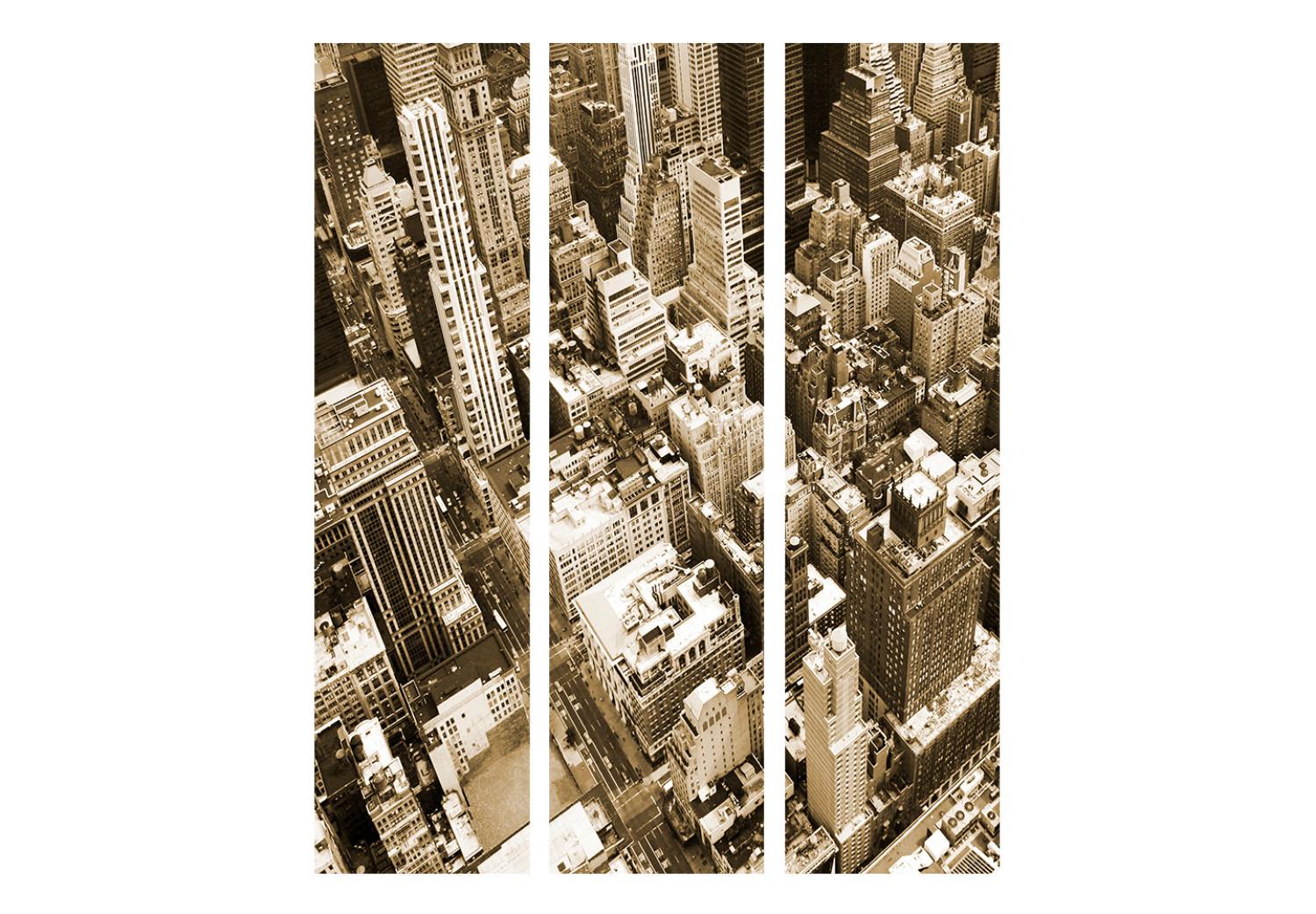 Biombo barato Nueva York desde arriba (3 partes) - vista de Manhattan en sepia