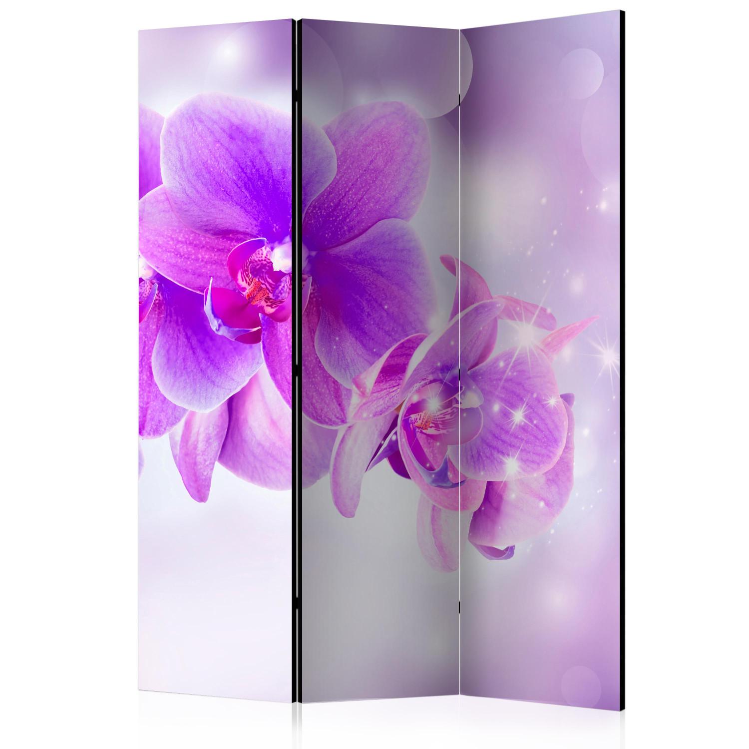 Biombo original Orquídeas moradas (3 partes) - composición sencilla en flores lilas