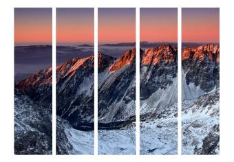 Biombo original Hermoso amanecer - Montañas Rocosas II (5 partes) - rocas invernales