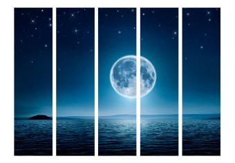 Biombo decorativo Noche de Luna II (5 partes) - panorama del cielo y mar tranquilo