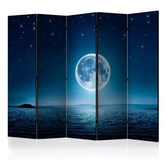 Biombo decorativo Noche de Luna II (5 partes) - panorama del cielo y mar tranquilo