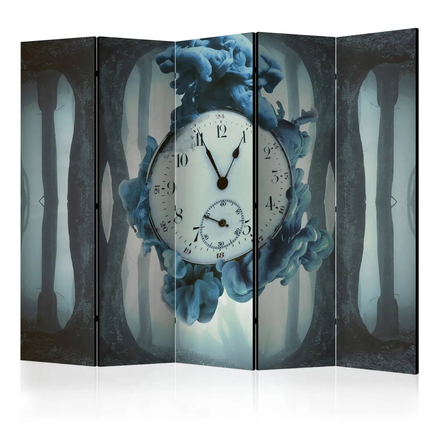Biombo Surrealismo del tiempo II Abstracción con un reloj sobre