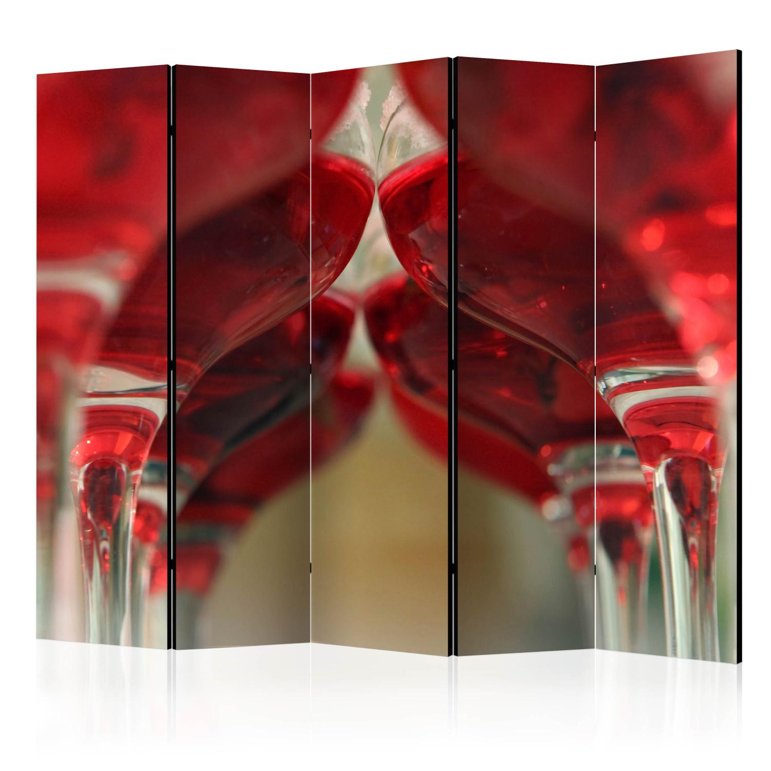 Biombo barato Wine Bar II (5 partes) - vino tinto en copas de cristal
