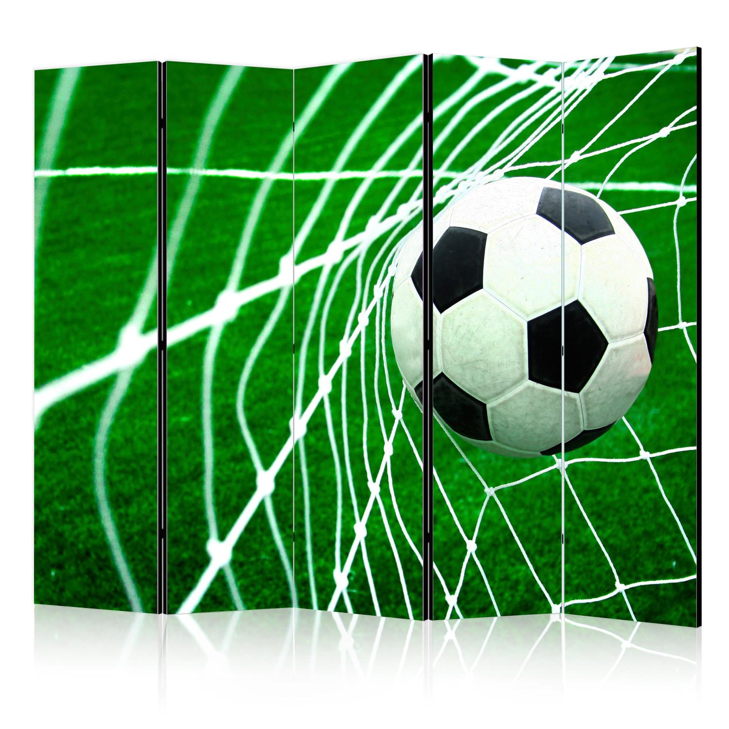 Biombo barato ¡Bien! II (5 partes) - fútbol sobre una red blanca y hierba verde