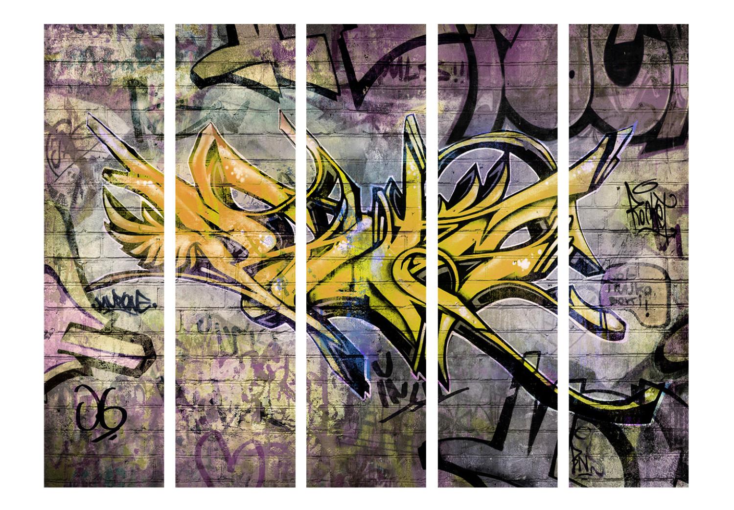 Biombo barato Graffiti Stupendo II (5 partes) - abstracción urbana con escritos