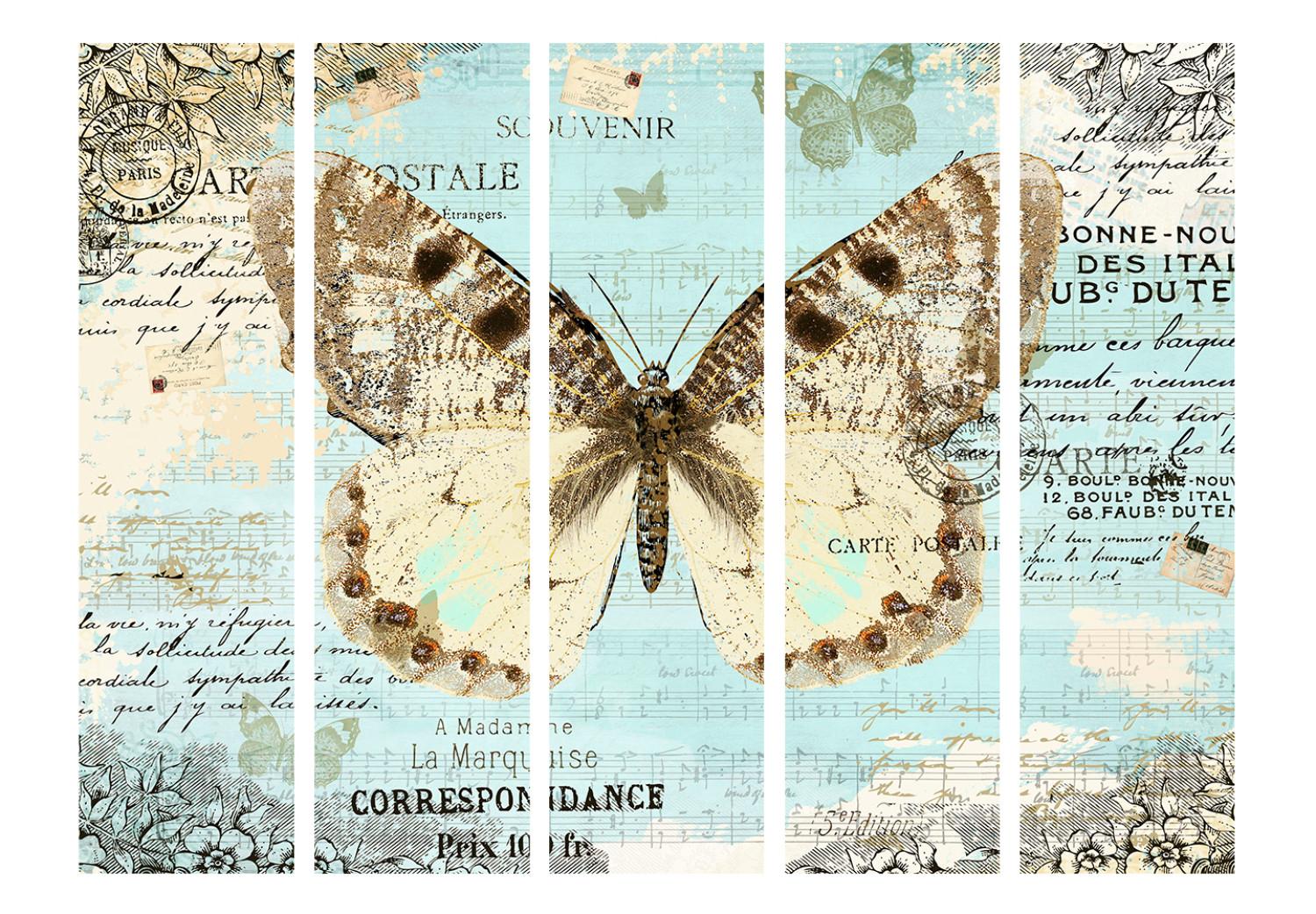 Biombo original Postcard with butterfly II [Room Dividers]