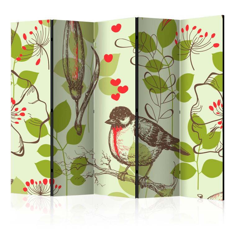 Biombo Bird and lilies vintage pattern II [Room Dividers]
