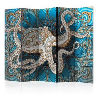 Biombo decorativo Octopus zen II (5 partes) - composición animal en diseños coloridos