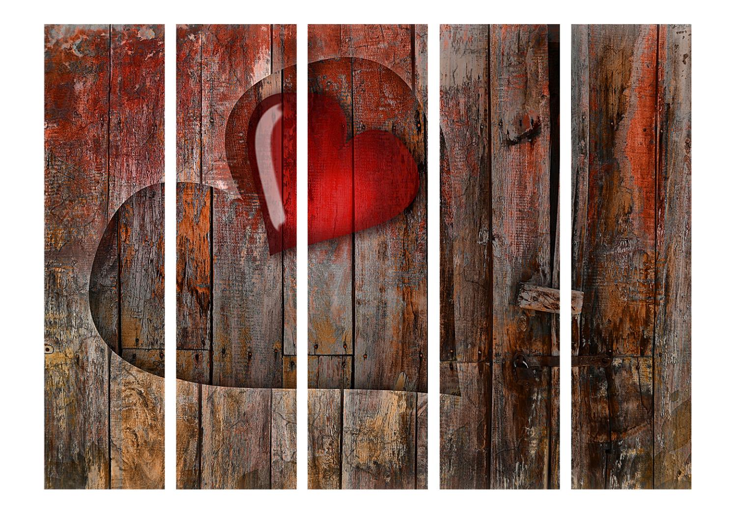 Biombo original Heart on wooden background II [Room Dividers]