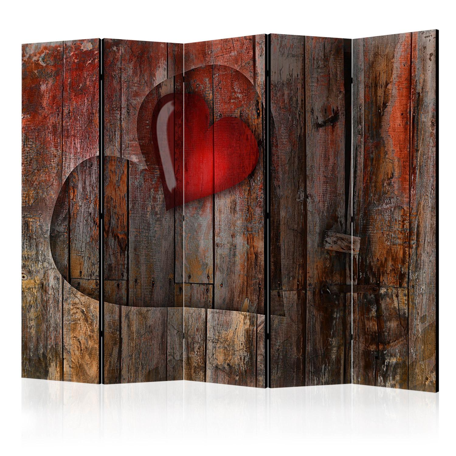 Biombo original Heart on wooden background II [Room Dividers]