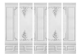 Biombo decorativo Muro del palacio II (5 partes) - elegante fondo gris con adornos