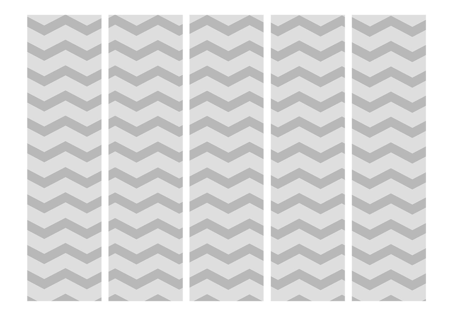 Biombo original Brainwaves II (5 partes) - composición de ondas horizontales grises