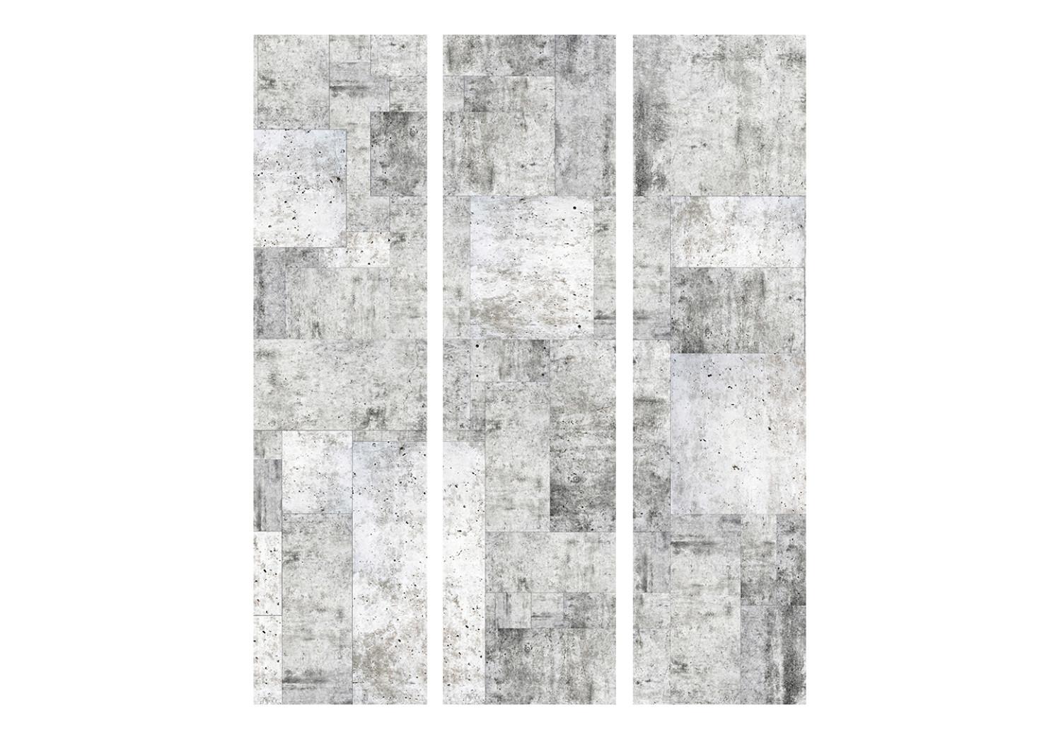 Biombo Concreto: Ciudad gris (3 partes) - composición simple sobre fondo gris