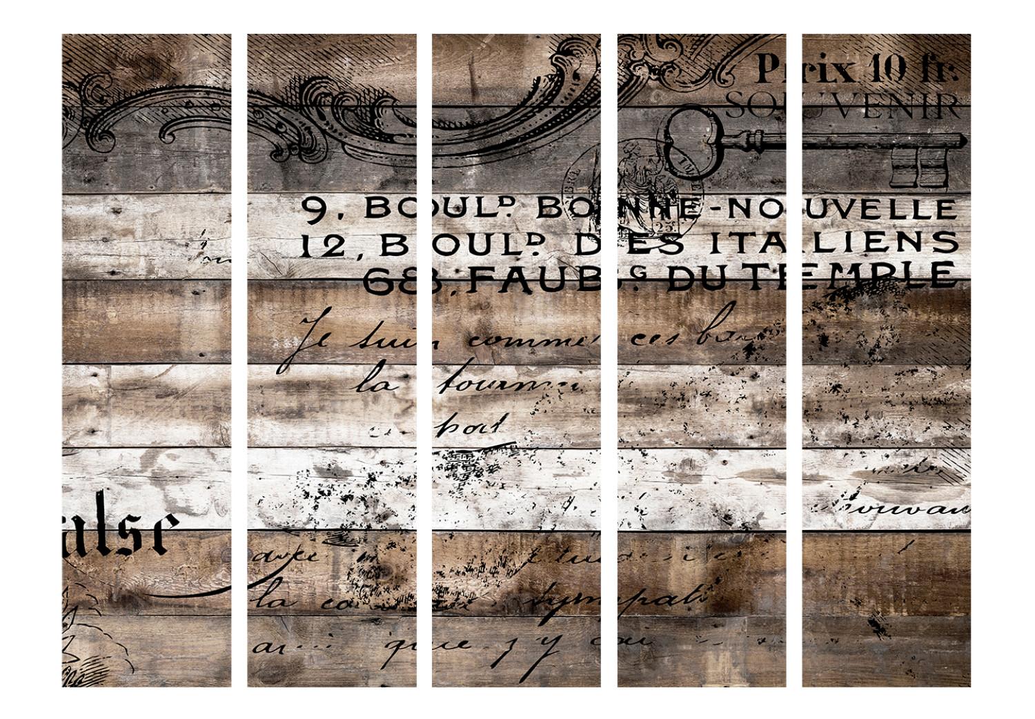 Biombo Vigna Stara II (5 piezas) - inscripciones en madera