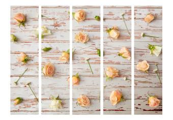 Biombo Madera y rosas II (5 partes) - flores en tablas