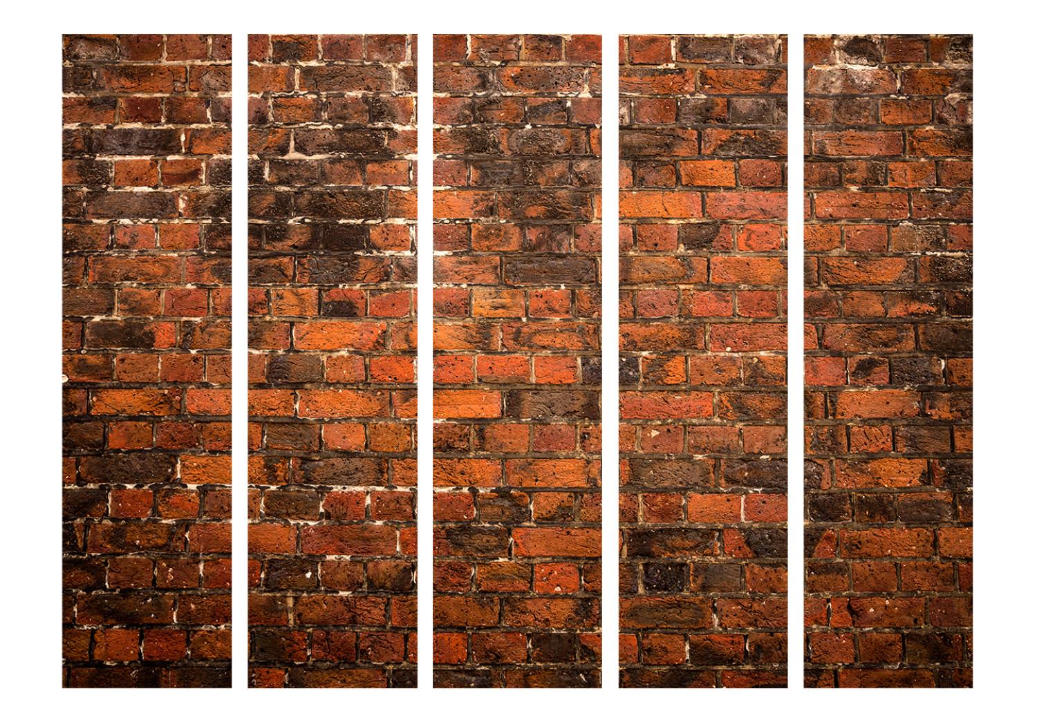 Biombo Antiguo muro II (5 piezas) - composición con textura de ladrillo rojo