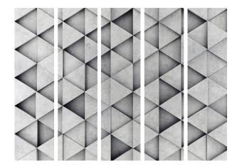 Biombo Triángulos grises II (5 piezas) - composición geométrica con figuras