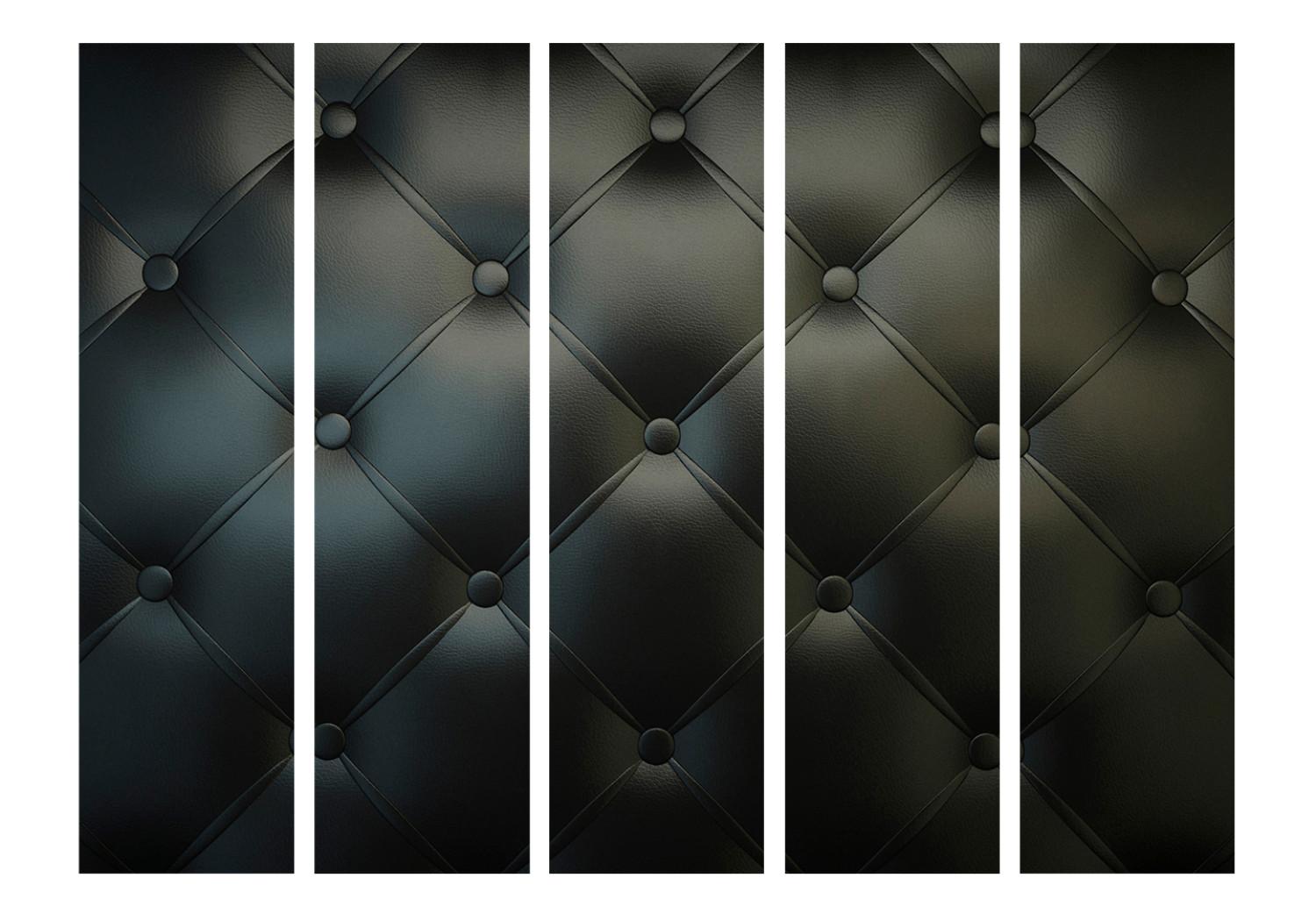 Biombo decorativo Elegancia distintiva II (5 partes) - fondo acolchado negro