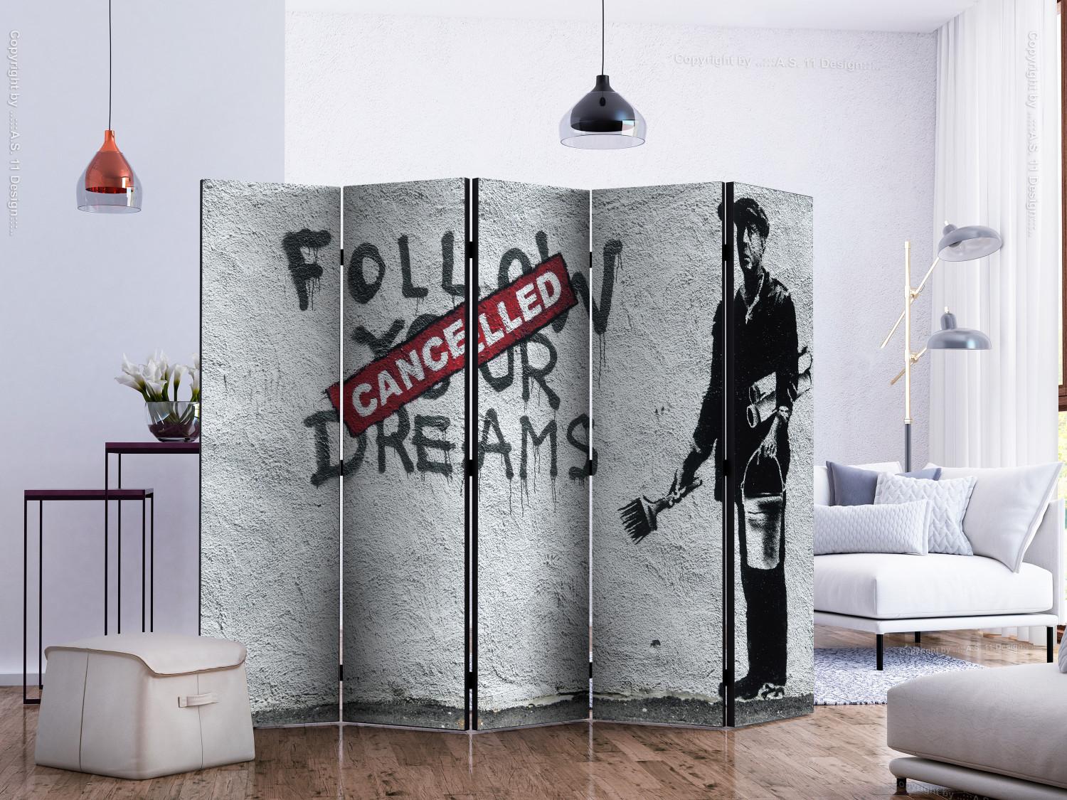 Biombo decorativo Dreams Cancelled (Banksy) II [Room Dividers]