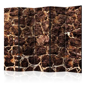 Biombo Brown Cave II - textura de ladrillo de piedra marrón