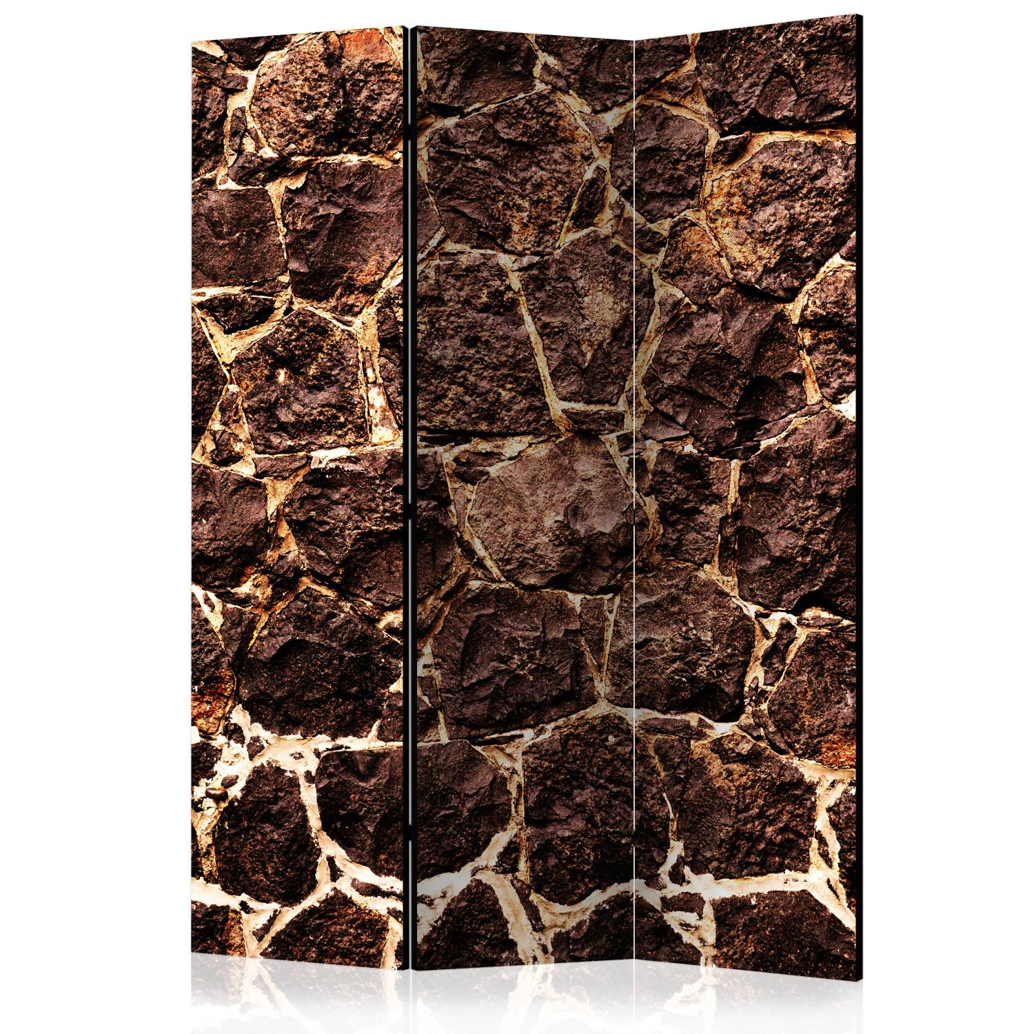 Biombo original Cueva Marrón - textura de ladrillo de piedra marrón