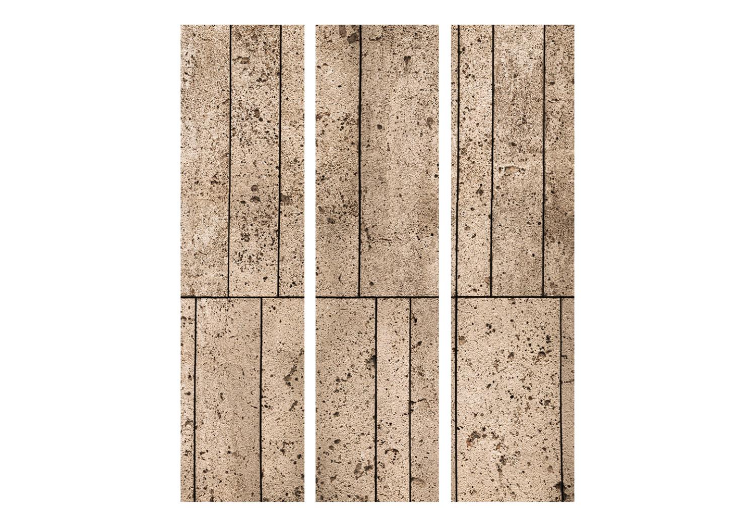 Biombo decorativo Pared beige - textura de baldosas de cemento marrón