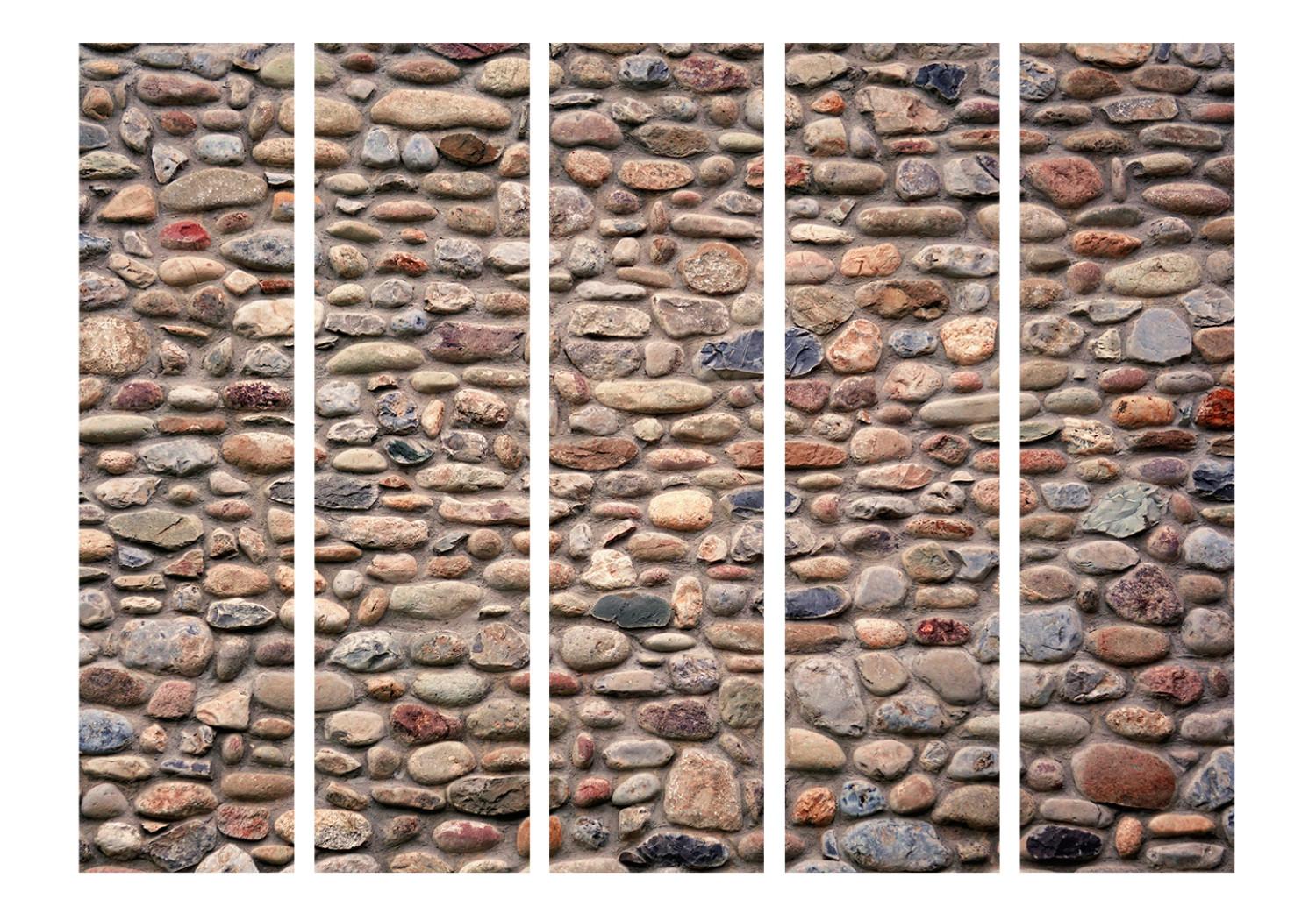Biombo decorativo Piedras variadas II - textura de piedras de colores sobre fondo gris