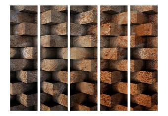 Biombo barato Brick Intertwining II: ladrillos naranjas abstractos con efecto 3D