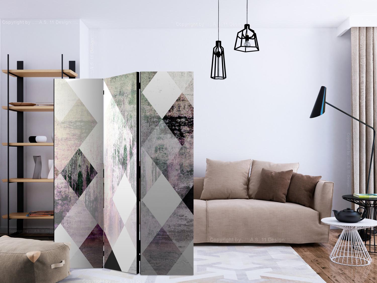 Biombo decorativo Rhombic Chessboard (Pink) [Room Dividers]