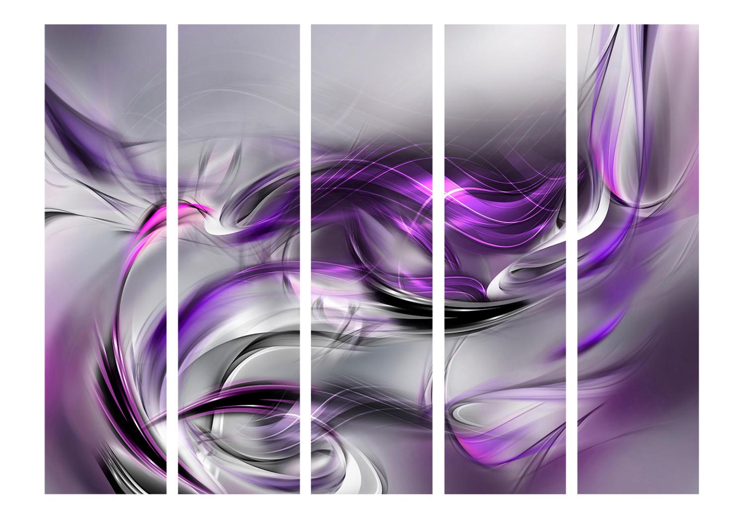 Biombo Purple Swirls II II - Humo púrpura romántico sobre fondo gris