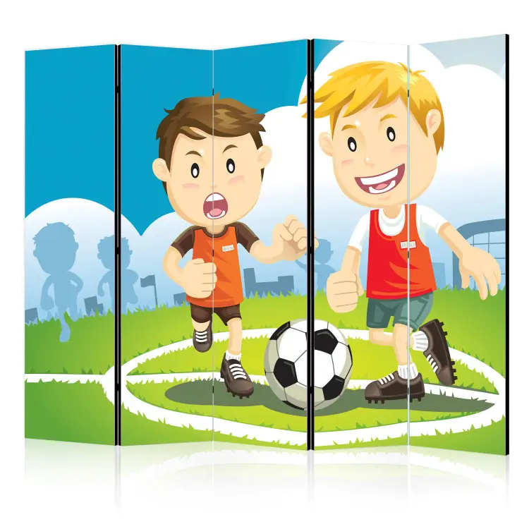 Campo II: personajes deportivos jugando al fútbol en el campo.