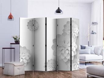 Biombo decorativo White Garden II - flores blancas con ilusión 3D