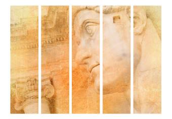 Biombo original Dios griego II: arquitectura y escultura en un tema retro naranja