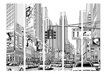 Biombo decorativo Por las calles de Nueva York II: arquitectura urbana estilo cómic