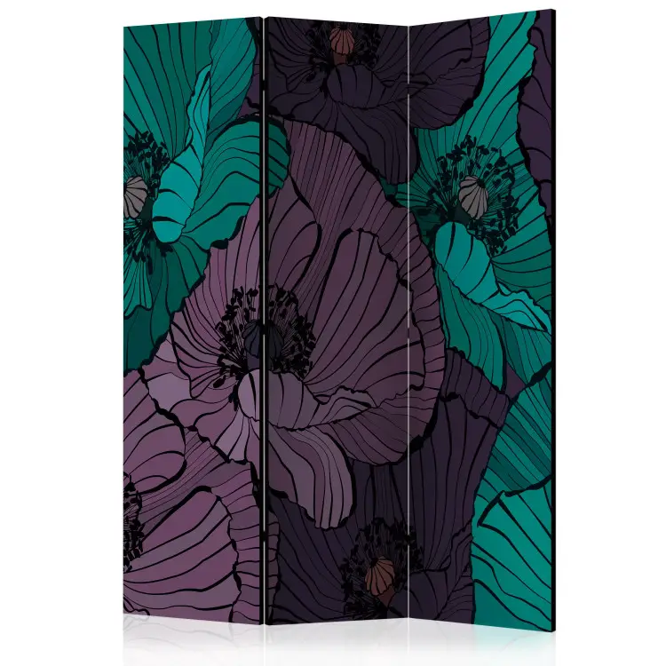 Casa Floral II - flores azules y grises de amapola al estilo cómic