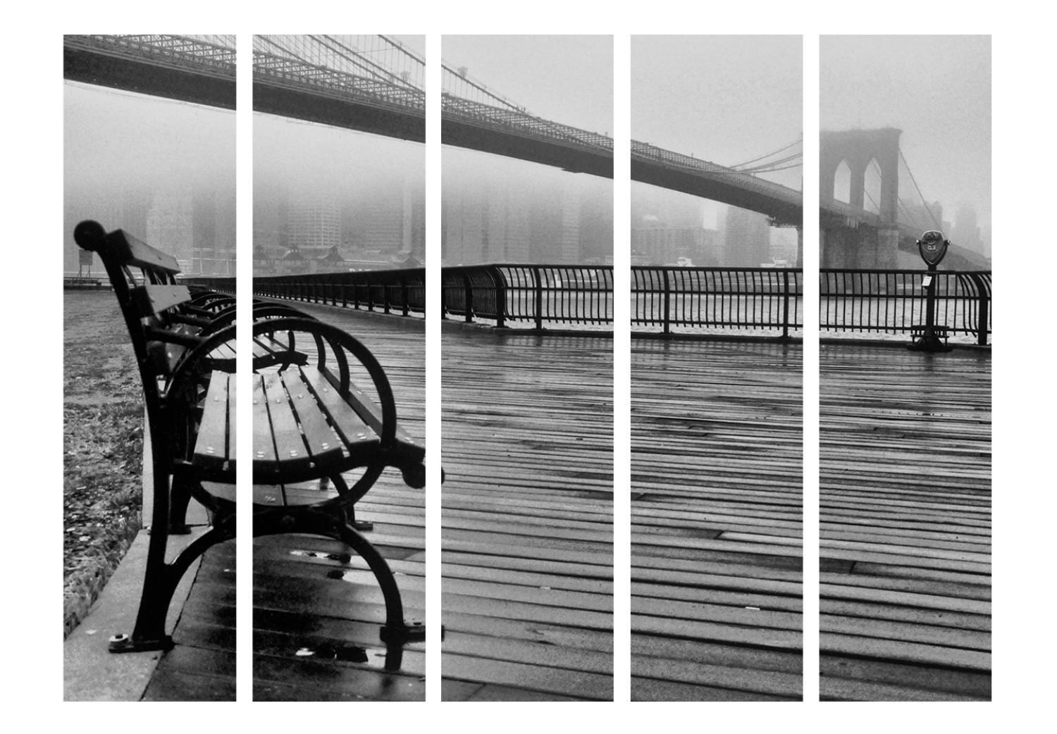 Biombo barato A Foggy Day on the Brooklyn Bridge II [Room Dividers]
