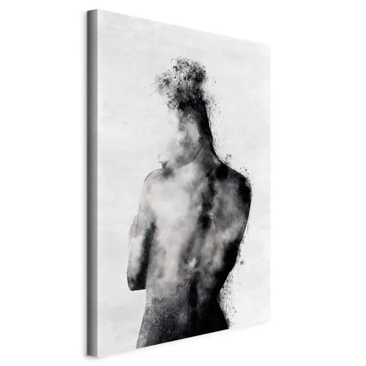 Thoughtful vertical - silueta abstracta en blanco y negro