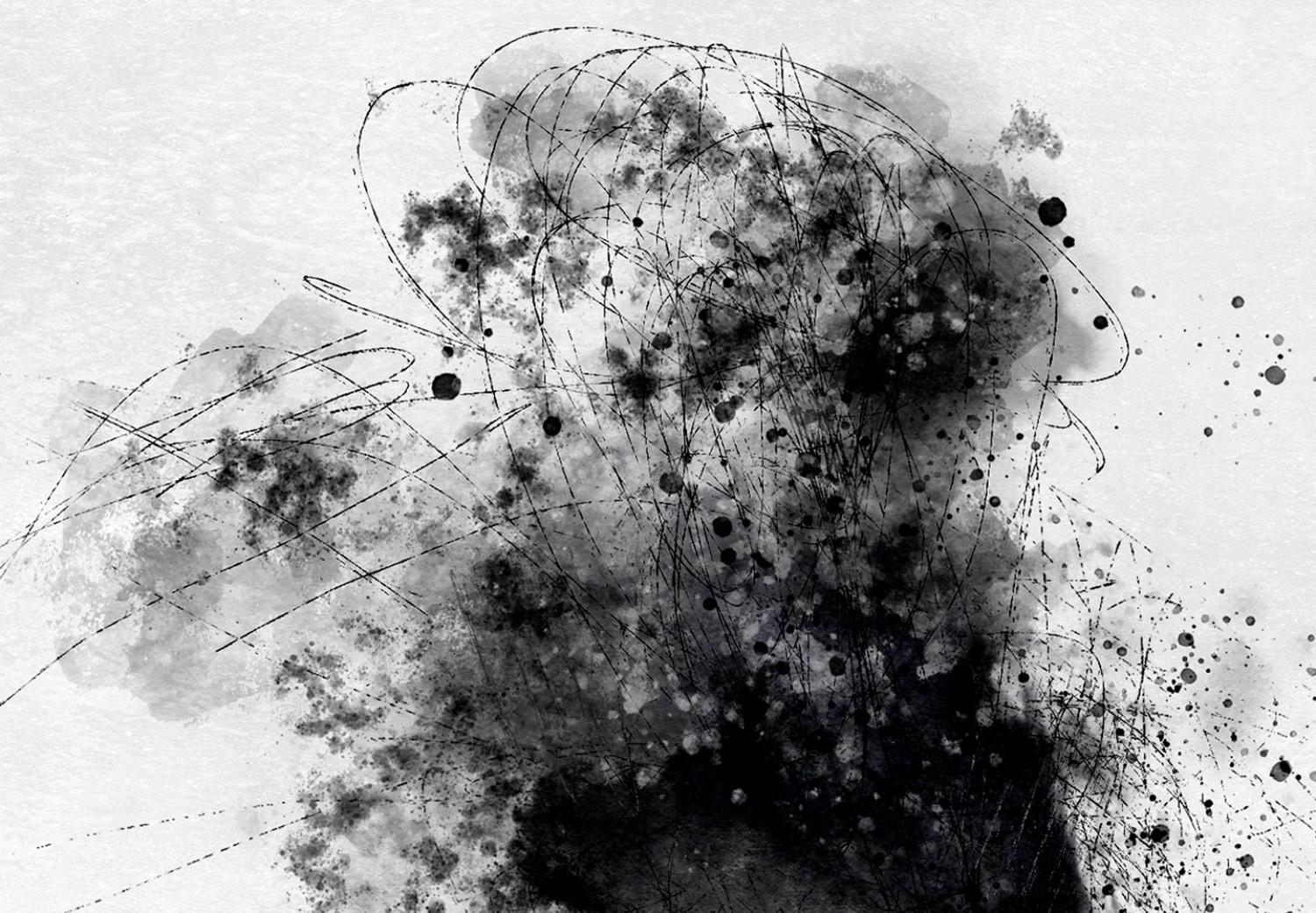Póster Pensamiento - silueta abstracta negra sobre fondo contrastado