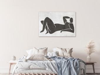 Cuadro decorativo Mujer tumbada - gráfico en blanco y negro de estilo boho escandinavo
