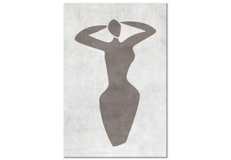 Mujer con las manos levantadas - gráfico en blanco y negro estilo boho