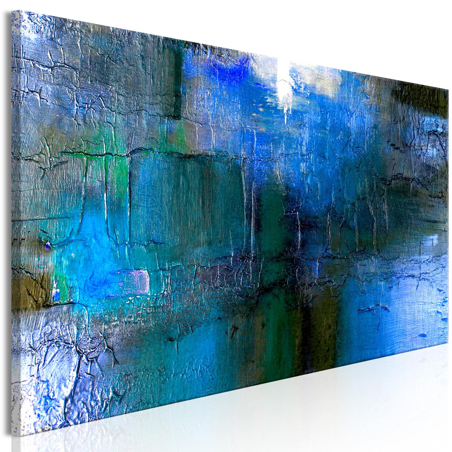 Cuadro Textura fresca (1 pieza) estrecha - pinceladas azules abstractas