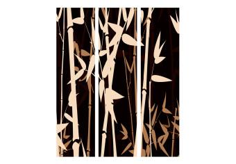 Biombo original Bambú Oriental (3 partes) - Plantas marrones sobre fondo oscuro