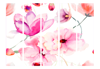 Biombo Flores Rosadas II - Naturaleza en flor sobre fondo uniforme