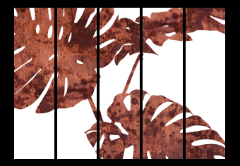 Biombo original Monstera elegante II (5 partes) - hojas oxidadas de planta tropical