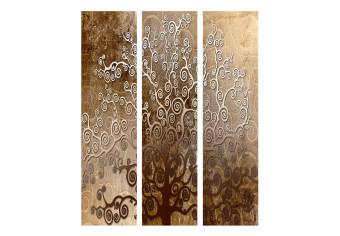 Biombo original Árbol dorado de Klimt (3 partes) - elegante composición de plantas